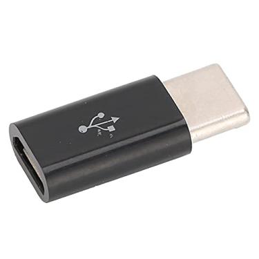 Imagem de Hilitand Conector de conversão de adaptador de transferência micro USB para tipo-C Plug and Play, transferência de dados/carregamento (preto)