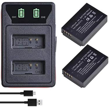 Imagem de 2Packs LP-E12 LP E12 Battery (1800mAh) + LED Dual Bulit-in USB Charger para Canon EOS M, EOS M2, EOS M10, EOS M50, EOS M100, Canon SX70 HS, Câmera Digital Mirrorless Rebel SL1