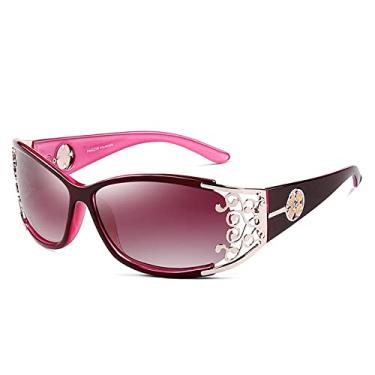 Imagem de Óculos de sol femininos de luxo moda vintage polarizados senhoras condução tons escuros oco renda feminina na moda UV400 óculos, roxo, prata, polarizado com estojo