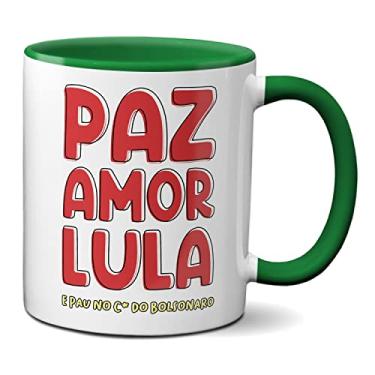 Imagem de Caneca Paz Amor Lula E P@u No C* Do Bolsonaro (Verde)