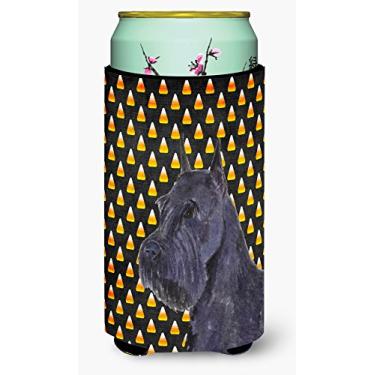 Imagem de Schnauzer Giant Candy Corn Halloween Portrait Tall Boy Beverage Insulator Beverage Insulator Hugger