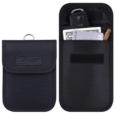 Imagem de Wisdompro Faraday Bolsa para chaveiro, pacote com 2 protetores RFID WP4694 RFID, bloqueio de sinal de carro, protetor de gaiola Faraday, bolsa antirroubo, bloqueador de capa anti-hacking - Preto