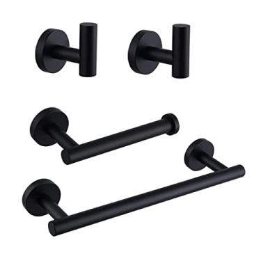 Imagem de Baoblaze Barra de toalha de banheiro - Prateleira de parede para banheiro de aço inoxidável - Preto