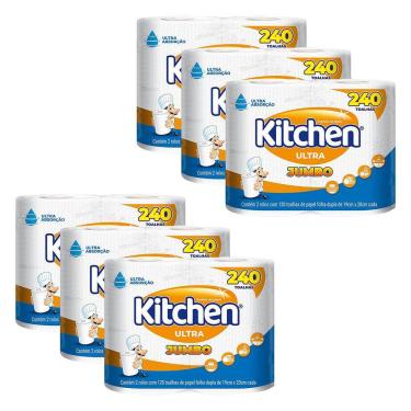 Imagem de Kit 6 Papel Toalha Kitchen Ultra Jumbo com 240 Folhas cada