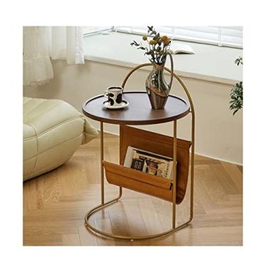 Imagem de Mesa de centro mesa lateral redonda decoração de casa retro pequena mesa de centro sala de estar sofá de escritório decoração lateral mesa de canto quarto mesa de cabeceira ferro forjado mesas de canto