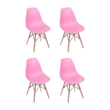 Imagem de Kit 4 Cadeiras Eames Wood Design Eiffel Jantar Rosa