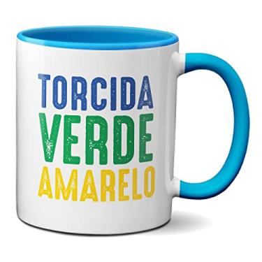 Imagem de Caneca Torcida Verde E Amarelo Copa Do Mundo Brasil Hexa (Azul)
