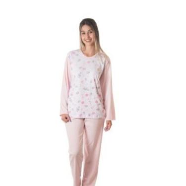 Imagem de Pijama Longo Algodão Linha Naturalle Rosa Com Elefantinho - Bella Char