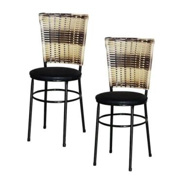 Imagem de Jogo 2 Cadeiras Preta Para Cozinha Hawai Cappuccino Premium - Lamar De