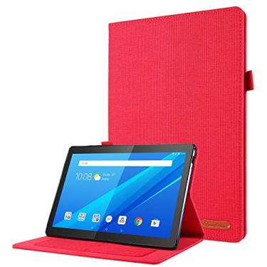 Imagem de Tábua PC Capa Compatível com o estojo Lenovo Tab P10 TB-X705F (10,1 pol.), capa protetora dobrável para impressão em tecido com auto Wake Sleep com slots de cartão (Color : Red)