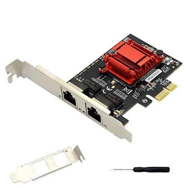 Imagem de GINTOOYUN Placa convergente PCI-E x1 de porta dupla, adaptador de controlador de interface de rede RJ45 Gigabit 2X, com chipset 82575EB para desktops, estações de trabalho, servidores, com suporte de