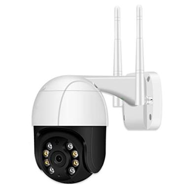 Imagem de Câmera de segurança externa de 2MP, câmera de vigilância HD 1080P com visão de 360°, visão noturna colorida, áudio bidirecional, detecção de movimento, rastreamento automático