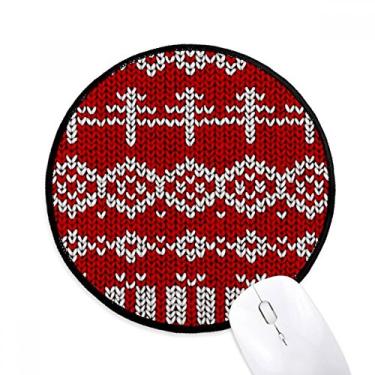 Imagem de Mouse pad vermelho irregular padrão de malha de grão vertical tapete redondo para computador