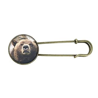 Imagem de Urso animal selvagem de organismo terrestre retrô broche de metal clipe jóias