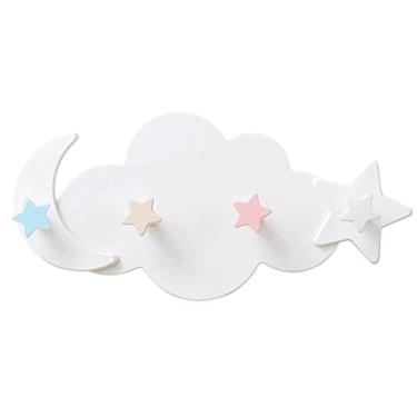 Imagem de KIZQYN Ganchos de casaco criativo estrela lua nuvem forma de nuvem ganchos de parede sem unhas para quarto de crianças chave decorativa cabide pendurado gancho de armazenamento de cozinha cabide de casaco montado na parede
