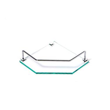 Imagem de Porta Shampoo de Canto Reto em Vidro Incolor Lapidado - Aquabox - 20cmx20cmx8mm