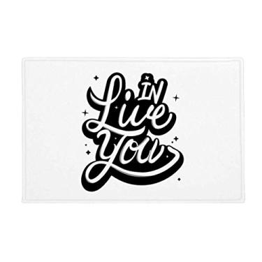 Imagem de DIYthinker Tapete de escrita à mão com citação Live in You antiderrapante, porta de cozinha para banheiro, 40,64 x 60,96 cm