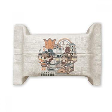 Imagem de Hong Kong Sightseeing Famosa China Suporte de capa de papel para lenços faciais Saco de linho de algodão