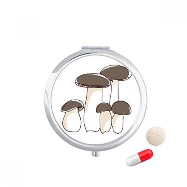 Imagem de Delicioso estojo de comprimidos com padrão de cogumelos frescos, caixa de armazenamento de remédios