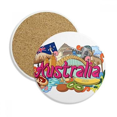 Imagem de Kangaroo Harbour Bridge Austrália Caneca porta-copos grafite porta-copos de mesa Pedra absorvente de proteção