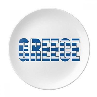 Imagem de Placa de nome da bandeira da Grécia decorativa de porcelana Salver louças de jantar