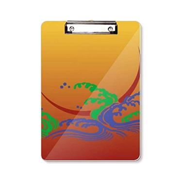 Imagem de Pintura de cultura japonesa flor ouro prancheta pasta bloco de escrita placa de suporte A4