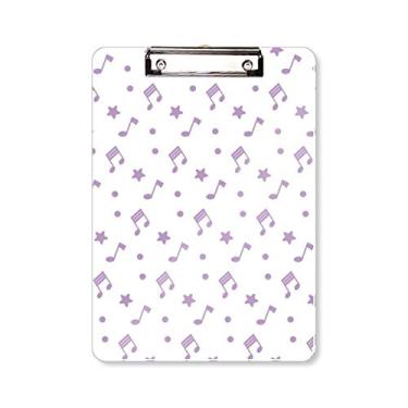 Imagem de Prancheta de notas musicais roxas com estrelas pequenas A4