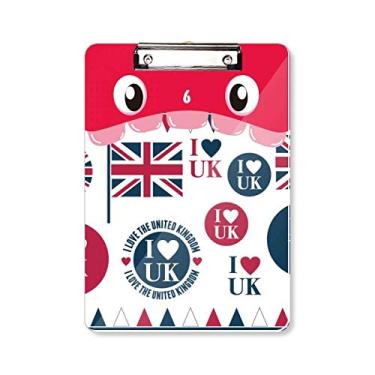 Imagem de Union Jack I Love UK placa de prancheta em formato de coração para boca de campo A4
