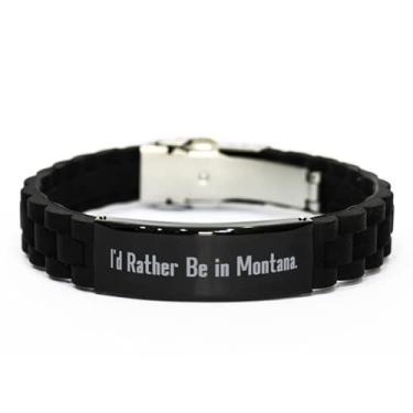 Imagem de SpreadPassion Epic Montana Gifts, I'd Rather Be in Montana, pulseira preta com fecho Glidelock para Montana
