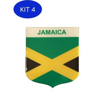 Imagem de Kit 4 Adesivo Resinado Em Escudo Da Bandeira Da Jamaica - Mundo Das Ba