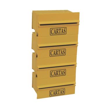 Imagem de Caixa Correio Condomínio Detrás Para Muro Amarela 4 Módulos