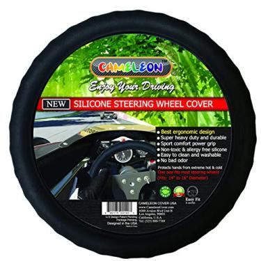 Imagem de Cameleon Cover 155- BLACK Ergonomic New Silicone Black Steering Wheel Cover Racing Power Grip-Ergonomic Handling