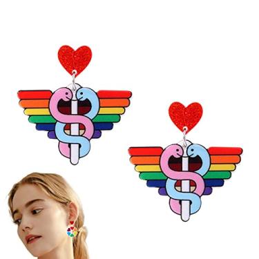 Imagem de Brincos Bissexual Arco-íris | Brincos orgulho LGBT, brincos arco-íris Love Wins, presentes para mulheres homens moda brincos bissexuais Gentle