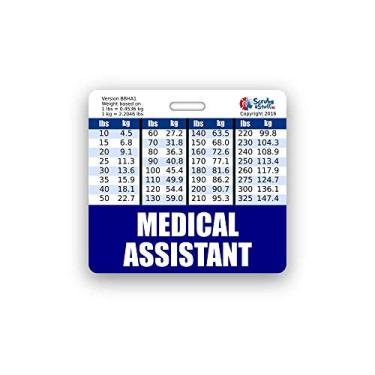 Imagem de Medical Assistant Badge Buddy Horizontal com tabelas de conversão de altura e peso (padrão, azul marinho)