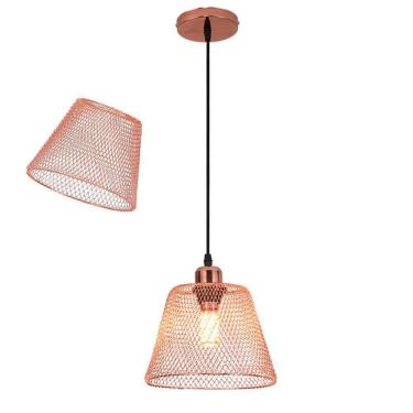 Imagem de Lustre Cupula Pendente Abajur Metal Aramado Decoraçao Quarto Sala Casa Bar Copa Teto La...