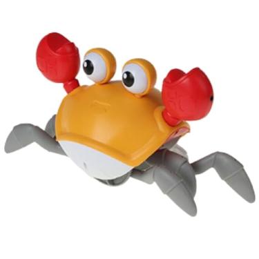 Imagem de Caranguejo Fujão Brinquedo Bebê Usb Sensor Música Toca Som Crianças Movimento Sensorial Animado Divertido Interativo Educativo Atividade Recreativa Para Desenvolvimento (Laranja)