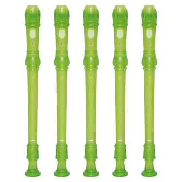 Imagem de Kit 5 Flautas Doce Soprano Barroca Em C YRS-20B Verde Yamaha