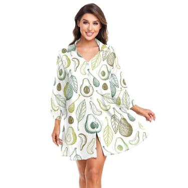 Imagem de KLL Avocados Hass Abacate Tropical Fruit Green CoverUp para roupa de banho feminina camisa de praia vestido de banho camisa maiô, Abacate Hass Abacate Verde Fruta Tropical, M
