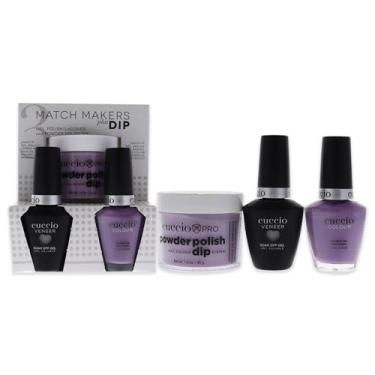 Imagem de Match Makers Plus Dip – Peace Love and Purple da Cuccio para mulheres – 3 unidades de sistema de imersão em pó profissional de 45 g, gel de banho de 12,5 g, esmalte de unhas colorido de 12,2 g