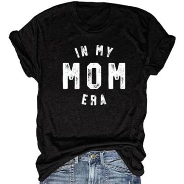 Imagem de Camiseta para mamãe feminina Mom Life Graphic Tees Casual Cute Mother's Day Tops for Mommy, Preto, M