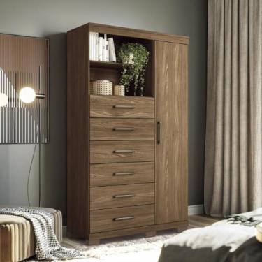 Imagem de Multi-cômoda 1 Porta 6 Gavetas Marabá com Pés Jatoba