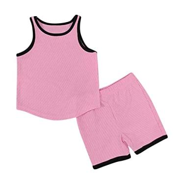 Imagem de Roupas para bebês meninos 9 12 meses roupas infantis pijamas cor sólida colete top shorts conjuntos 2 peças camisa formal bebê menino, Rosa, 4-5 Years