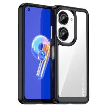 Imagem de Capa para ASUS ZenFone 9, botão de pressão flexível, capa transparente, anti-impressões digitais. Proteção total de 360° - preta