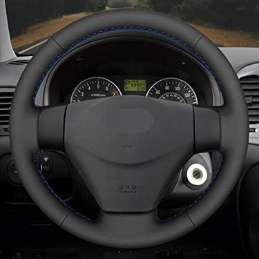 Imagem de TPHJRM Capa de volante de carro couro artificial costurado à mão, apto para Hyundai Getz (Facelift) 2005-2011 Accent 2006-2011