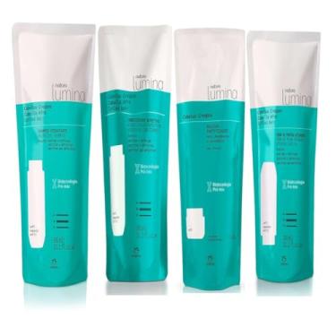 Imagem de Kit Refil Lumina para Cabelos Crespos com Shampoo Hidratante, Condicionador Nutritivo, Máscara Fortificante e Máscara Fortificante