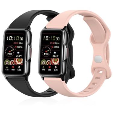 Imagem de Lzwldan Pacote com 2 pulseiras finas para relógio inteligente Mindrose H80 de 3,7 cm, pulseiras esportivas de silicone macio para monitor Mindrose H80 IP68 para mulheres e homens