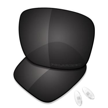 Imagem de SAUCER Lentes de reposição premium e protetores de nariz para óculos de sol Oakley Holbrook Ti OO6048 de alta defesa - preto carbono polarizado