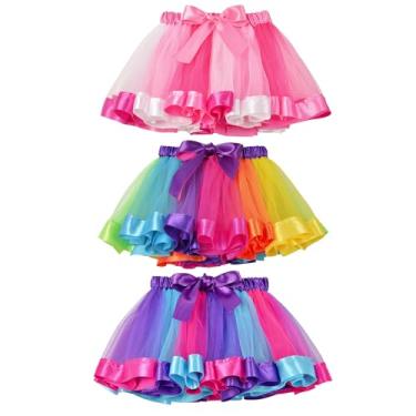 Imagem de Saia de tule Kilofly 3 Girls Ballet Dance Rainbow Tutu Princess, Rainbow, One Size