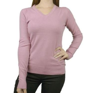 Imagem de Blusa Feminina Facinelli By Mooncity Tricot Gola V Rosa Lavanda - 6500923-Feminino