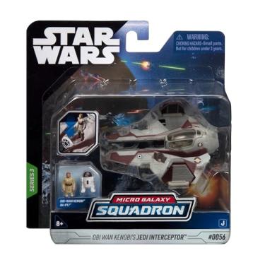 Imagem de Jazwares Star Wars Micro Galaxy Squadron OBI-Wan Kenobi's Jedi Interceptor Vehicle, 3 inch Light Armor Class, 2 1 inch Figure Accessories